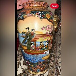 REAL GOLD PAINT; Large Satsuma Geisha Ladies Vase